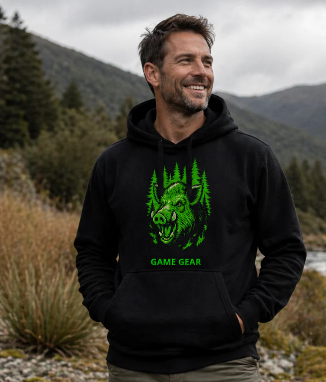 Big Green Boar Printed Hoodie - Image 2