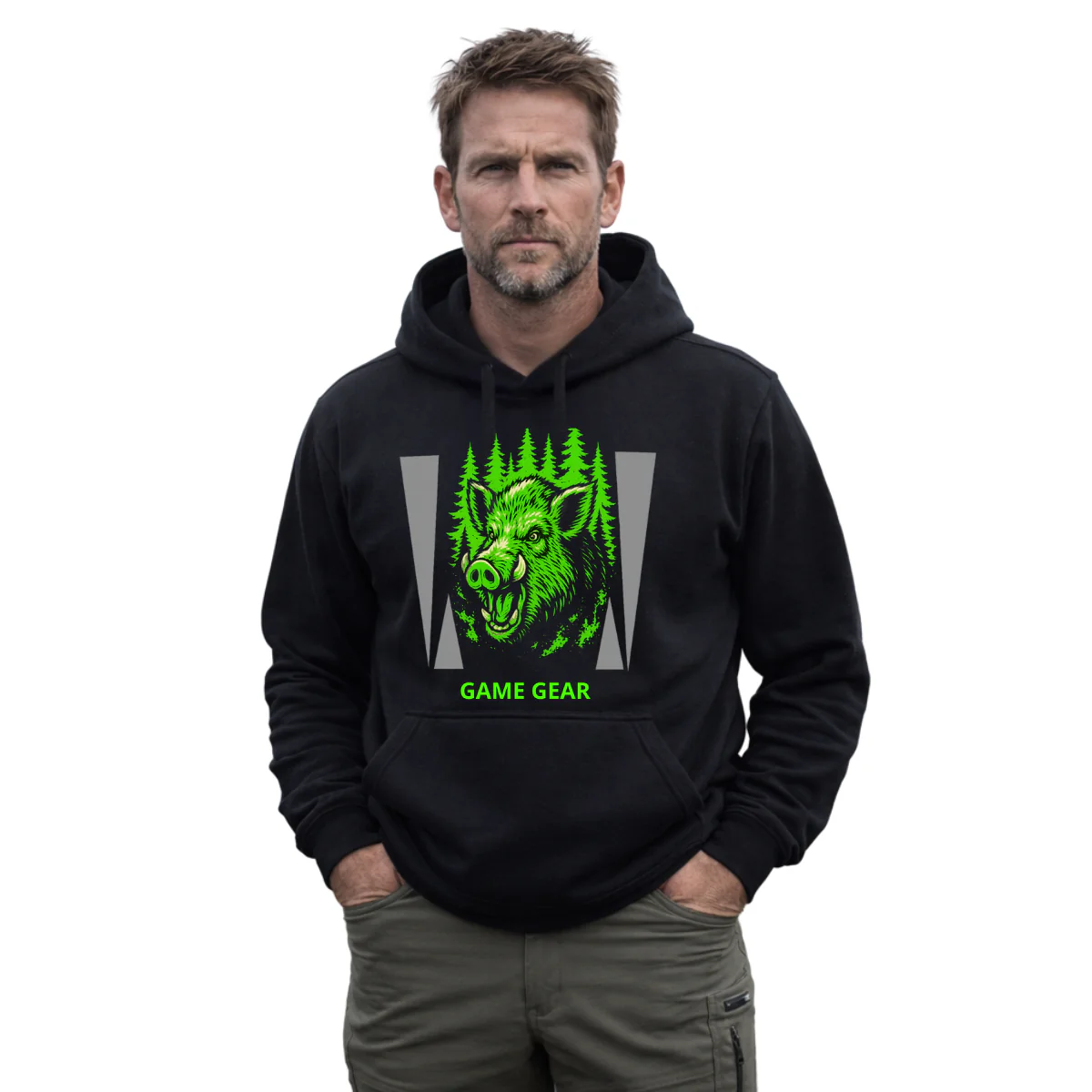 Big Green Boar Reflective Printed Hoodie - Image 3