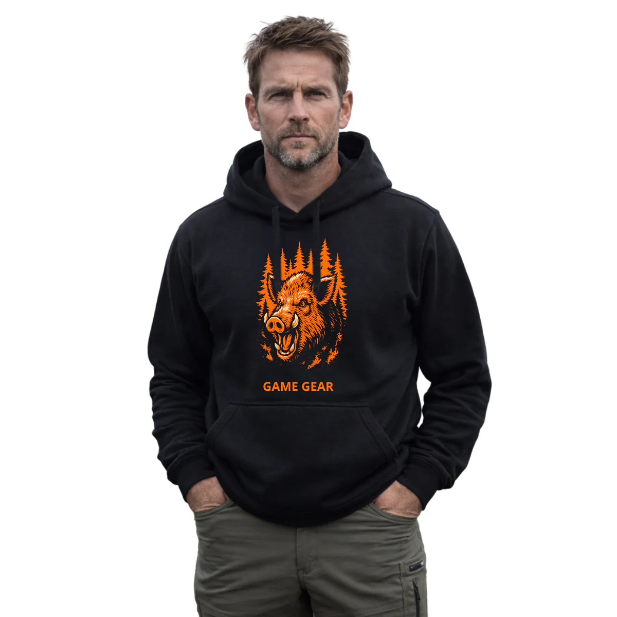 Big Orange Boar Printed Hoodie - Image 2