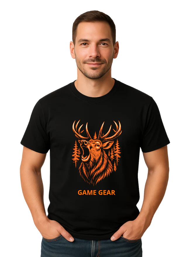 Big Stag Orange Printed Tee