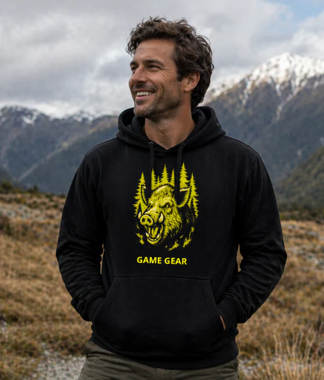 Big Yellow Boar Printed Hoodie - Image 2